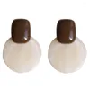 Boucles d'oreilles étalon de style rétro rond Simple Geométrique Personnalité de mode Design de mode All-Match Brown White Resin pour les femmes