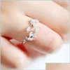 Cluster ringen Japan Koreaanse trendy real 925 Sterling Sier Handmade Olive Leaf CZ Zirkon Vrouw Resiseerbare Opening Giftcl Drop Delivery J Otbsb