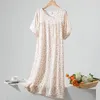 Robe à la maison pour femmes Pyjama Summer Collier Round Sous-vêtements Femme Nuite nuite à manches courtes Camison Para Dormir Mujer