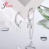 أقراط مسمار الأزياء 925 sterling Silver Heart for Women Female Simple Link Chain Long Long Tassel Jewelry