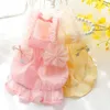 Dog Apparel Clothing Summer Thin Cat Princess Skirt Yellow Pink Bow Tulle Frill Edge Pumpkin Sun-top Pet L3636