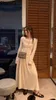 Casual Dresses Women Solid Long Sleeved Pleated French Waist Dress Inner Skirt Spring Autumn Fashion Clothes For Female