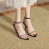 Stylish High Heels Sandals Women's Line Up French Style Spring Summer Sandal Women Stiletto Autumn Pointed Thin Versatile Fashion Ankle Strap Wedges 240228