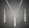 2021 Crystal Clear 18k Real Gold Plated Austria Elements Drop örhängen och Pendant Necklace Set Sell26651955323068