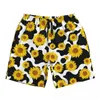 Short masculin Summer Board Men Imprimé de vache surfant y2k mignon de conception de tournesol design plage court pantalon décontracté trunks respirant plus taille