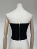 Kvinnors tankar Fu Rui 2024 Star Fashion Sexy Black V-hals toppar Stripless Short Bandage Crop Vest i lager inom 24 timmar