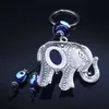 Keychains Lanyards Lucky Elephant Key Chain Pendence Blue Color Turquía Ojos de la bolsa de llaves Animales Amuleto Joya Chaveiro Feminino K88235S1 Y240417