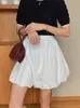 2023 Sweet Cotton Dress Shorts for Women Cute Mini Bud Skirt High Waist White Ball Gown Pleated Woman Black Pantskirt 240411