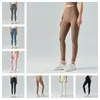 Al0lulu Professional Yoga Pants Women's High midja Tight Elastic Nude V-formad färg Matchande Slim Sports Pant Yoga Leggings Sport Yoga Pants Gym Leggings