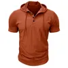 Men's Sports and Fitness Men's Short Sleeved T-shirt Hooded Top American Henry Shirt