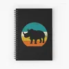 Cartoon Rhino Pattern Spiral Notebook Journal 120 stron Uczniowie Uwaga Książki do dziennika notatek