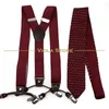 6 klipp 35 cm bredd breda män Suspender 7cm Knit Neckie Set Dot Vintage Brace Luxury Trousers Strap Mane Presenttillbehör Daglig topp 240401