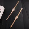 Armbanduhr Top Brand Watch für Frauen Luxus Diamant Rose Gold Metal Metal Frauen Quarz Fashion Elegant Slim Damen Armband