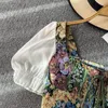 Women's Blouses YuooMuoo Women Tops Retro Vintage Rose Print Bandage Gothic Blouse Shirts Summer Short Sleeve Fashion Y2K Female Blusas