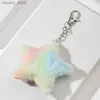 Keychains Lanyards Plush hart Keychain Charms Butterfly hanger-fluffy katten sleutelen charmes pom-pom tas charmes mobiele telefoon charmes decoratie y240417