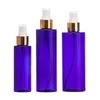 Opslagflessen 300 stks/lot 100 ml cosmetisch leeg huisdier plastic 100cc donkerblauwe parfum spuitfles met gouden spuitpomp