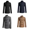 MEN MEN MEN Vinter Varm Trench Coat Reefer Jackor Solid Color Stand Collar Double Breasted Peacoat S