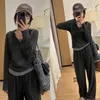 Fashion casual sportswear women's spring hooded sweatshirt wide-leg pants three-pieces set