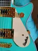 Custom Shop Masterbuilt 1955 Duo Jet Surf Green Sparkle Electric Guitar White Back Sides Headstock, Gold Sparkle Binding, Bigs Tailpiece,