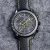 44mm Apollo Commemorative Edition Watches Dark Side Moon 311.92.44.30.01.001 Quartz Chronograph Mens Watch PVD Black Steel Leather Strap HWOM Hello_Watch