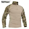 TACVASEN Men Summer Camouflage T-shirts Mens Long Sleeve T-Shirt CS Game Training Tee Shirt Clothing Safari Hiking T Shirt 240409