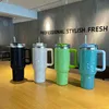 Kubki 40 unz Diamond Thermos Puchar z uchwytem izolowana butelka z wodą stalowa stalowa kawa termos kubek podróżne na samochodach butelka próżniowa Butelka 240417