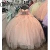 Pink Princess Quinceanera فساتين قبالة الكتف الدانتيل الدانتيل مشد الكرة فوق ثوب الكرة الحلو 16 17 عيد ميلاد Vestidos de 15