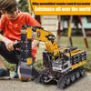 Diecast Model Cars Remote Controlled Alloy Excavator Crane Dump Truck 2.4G 12 Channel DIY Building Block RC Car Building Electric Toy J240417