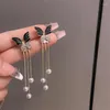 Dangle Ohrringe einzigartige Frauen für schwarze Schmelzschmuck Accessoires für Frauen exquisit long Quasten modisch charmant