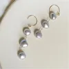 Dangle Earrings Charm Gray Baroque Pearl 18k Ear Drop Hook Cuff Bohemian Teens Men Unisex Clip-on Diamond Beaded Bridal