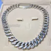 20mm Width Three Rows Hand Setting Iced Moissanite Diamond Silver Hiphop Necklace Men Trendy Cuban Chain Necklace
