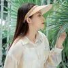 Visori Donne Simple Paglie Cappello Long Brim Top Svuota Sundi di Sun Bola Female Travel Beach Castoio Solido Visor Summer Regolable Regolable Y240417