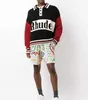 Rhude Cashew Colored Sticked Jacquard Drawstring Shorts American High Street Casual Beach Pants Men