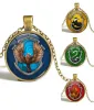 Andra hänghalsband hela8 stilar Slytherin crest halsband smycken glas cabochon gåva y0021340998