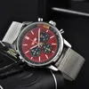 Breitl -Armbanduhren für Männer 2024 Herren Uhren sechs Nadeln All Dial Work Quartz Uhr Highwertige Top -Luxusmarke Chronograph Clock Leder und Stahlgürtel Fashion BG beobachten
