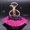 Keychains Lanyards Mode sexy Kiss Lippen Anhänger Schlüsselkette für Frauen Mädchen Strass Goldfarbe Metall -Schlüssel Ring Geldbeutel Juwel