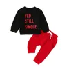 Clothing Sets Baby Boy Valentines Day Outfit Long Sleeve Letter Pattern Sweatshirt Jogger Pants Spring Winter Clothes