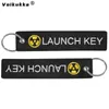 Nyckelringar Lanyards Text Båda sidor Broderi Lansering Nyckeltaggar Rektangel Keychain Motorcykel Key Chain Accessories Souvenir Wholesale D240417