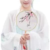 Dekorativa figurer utsökta en-deg fläkt elegant kinesisk stil handhållna fans för kvinnor vintage blommig design med tofs hänge