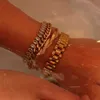 Bangle Miniamlist Men Bransoletka złota biżuteria w stylu ulicznym stal nierdzewna 316L 18K Gold Cubed Bracelets For Womenl240417