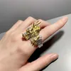Golden Dragon Open Ring Mens Dominant Fashion Trend Jewelry Party Accessories