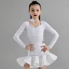 Portez une robe de danse latine blanche pour filles vêtements de performance enfants