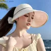 Visors New Korean Style Large Brim Sunshade Hat For Women Outdoor Windproof Empty Top Hat For Traveling Cycling Sun Hat in Summer Y240417