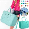 Summer Extra Large Boggs Beach Bag EVA Beach Basket Women Picnic Tote Bag Holes Waterproof Handbag Pouch Shopping Shoulder Bag