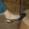 Dames sandalen elegant kantoor damesschoenen en vrouwen casual vierkante hiel slip op vrouw flats 240417