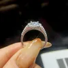 GRA Halo Rings for Women Round V shape Brilliant Solitaire Wedding Luxury Diamond Jewelry Real 925 Sterling Silver 240417