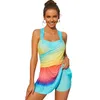 Kadın Mayo 2 Parça Set Kadın Mayo 2024 Moda Gradyan Renkli Baskı Plaj Kıyafetleri Kapaklar için Plaj Giyim Mayo Bikini