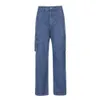 2024 High waisted pocket workwear loose straight leg denim pants for women WOMEN JEANS