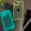 Mobiele telefoons Luxe nachtlicht Luminous Clear Silicone Soft Phone Case voor telefoon 11 12 13 14 Pro Max 14 PLUS X XR XS MAX Transparante covers