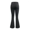 Kvinnors jeans stretchig bootcut blossed hem hög midja med knapp dragkedja stängning flera fickor smala passform för streetwear